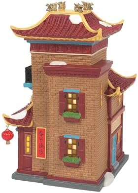 Department 56 Christmas in the City Village Collection Lunar New Year Dragon Tea House Lit Building- Hand Crafted Resin Buildings Lunar Dragon Figurine Village Houses with Lights Home Decor, 7.64 Inch - Image 6