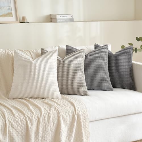 MIULEE Neutral Decorative Pillow Covers 20x20 Inch Set of 4 Modern Grey - Image 3