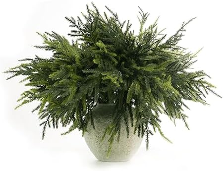 WHANLEY L&Q 20-Piece Set 23" Christmas Norfolk Pine Branches with Lights - Battery Operated Christmas Decorations - Warm Lights -Norfolk Pine Stems for Xmas DIY Crafts Garland Wreath- Christmas Decor - Image 2