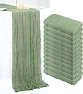 12 Pack Sage Green Cheesecloth Table Runner, 10FT Boho Gauze Green Cheese Cloth Table Runner 35 x120 Inch Semi Sheer Long Runner for Table Wedding Party Banquet Baby Shower Birthday by PWDAN
