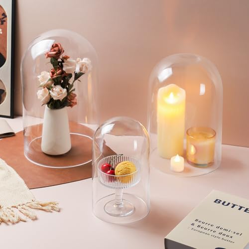 10" Tall Clear Glass Display Cloche, Dome Shape for Terrarium, Plants, Trinkets, Cakes, Figurines, LED Light String, Candle. Cloche Glass Dome, Bell Jar Display Case (1, 5.5"x10") - Image 6