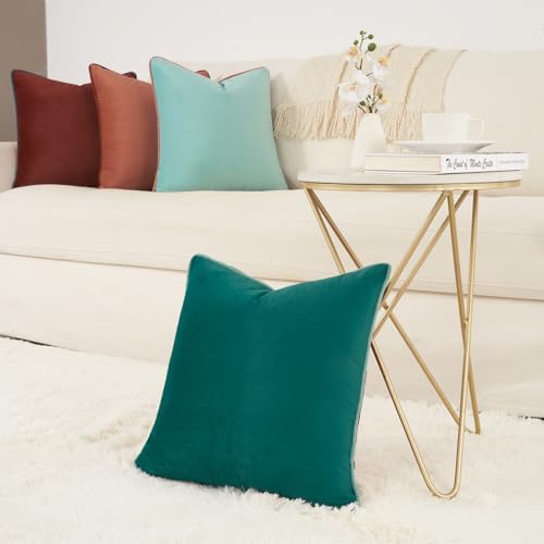 MONDAY MOOSE Decorative Throw Pillow Covers Cushion Cases, Set of 4 Soft Velvet Modern Double-Sided Designs, Mix and Match for Home Decor, Pillow Inserts Not Included (20x20 inch, Pink/Dark Teal) - Image 6
