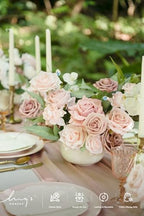Ling's moment Artificial Pink Flowers Combo, Dusty Rose & Cream, Grand - Image 2