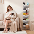 5 Tier Over The Door Hanging Basket, Boho Woven Cotton Wall Mounted, Grey - Image 3