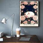 Chinese Lunar Year of the Pig Art Print – Oriental Home Decor with Generous Diligent Compassionate Sociable Pink Peony Pattern Zodiac Wall Decor 12X18 in Wrapped Framed - Image 6
