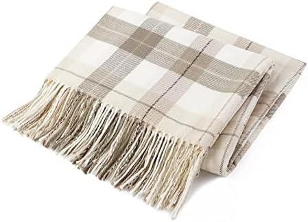 Fall Plaid Throw Blanket for Couch, Farmhouse Throw Blanket 49"x63" by BATTILOHOME