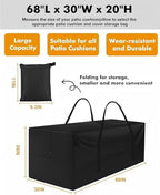 Patio Cushion Storage Bag,Outdoor Cushion Storage Bag,Waterproof storage bag with zipper and handle,Used for outdoor cushion storage and home storage. 68in L x 30in W x 20in H(2 Pack) - Image 2