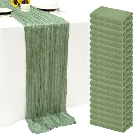20Pack Sage Green Cheese Cloth Table Runner 20x120inch Gauze Table Runners by Seveups