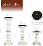 Candeldo Wood Candle Holders for Pillar, White Farmhouse Fireplace Decor - Image 3