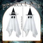 SiliFine 2 Pack Halloween Light up Ghost Decorations with Witch Hats, White - Image 6
