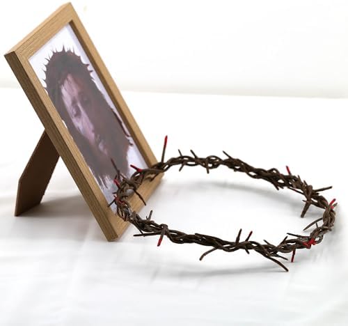 Framed Jesus Veil Image with Crown of Thorns & Veronica’s Veil - Christian Wall Decor for Home Prayer Room, Religious Easter Lent Gifts (Jesus Face) (Natural wood color) - Image 2