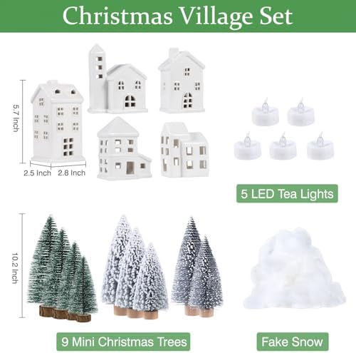 White Ceramic Christmas Village Houses Christmas Decorations Indoor (Style 1) - Image 3