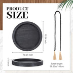 3 Pcs Rustic Country Tabletop Centerpieces, Boho Clear Tall Glass Vases Decor Wooden Serving Tray Wood Bead Garland with Tassels for Wedding Living Room Home Table Holder (Black) - Image 3