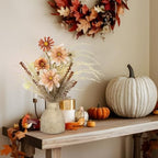 Hollyone Faux Fall Pampas Grass with Vase, Fall Flowers Artificial for Decoration Arrangement Bouquet Plant in Ceramic Vase Fluffy Boho Home Decor Fake Pompass Pompous Grass Floral Autumn Decorations - Image 5