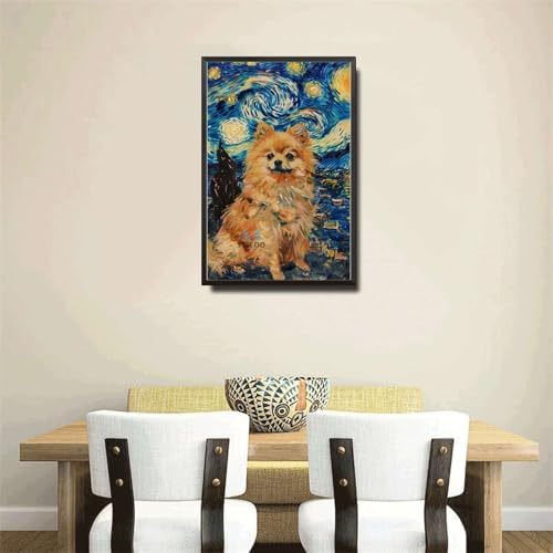 Metal Sign Tin Sign Vintage Wall Art Pomeranian Starry Night Pomeranian Fluffy Pomeranian in A Night Sky for Home Cabin and Seasonal Displays Rustproof Aluminum 8×12 Inches with Metal Frame - Image 4