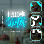 Hello Winter Neon Signs for Wall Decor Snowflake Neon Light Sign Hello Winter Signs Dimmable Hello Winter Led Signs for Bedroom Wall Home Christmas Winterly Party Decor Gift - Image 2