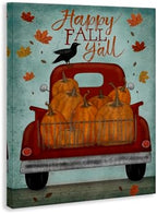 Stupell Industries Happy Fall Y'all Autumn Harvest Red Truck, Design by Beth Albert Canvas Wall Art, 36 x 48, Blue - Image 2
