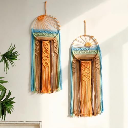 Artilady 2 Pack Macrame Hanging Tapestry Sun Wall Decor, Boho Dream Catcher by Artilady