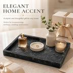 Natural Marble Decorative Tray, 11.8"x7.87" Solid Stone Serving Tray with Raised Border, Versatile Rectangle Organizer for Entryway Key, Coffee Table, Nightstand, Jewelry & Home Accent (Black) - Image 6