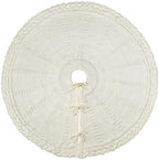 60 inch Christmas Tree Skirt: Large Tree Skirt for 9ft Tree, Braided Cable Knit Cream White Tree Skirt, Vintage Tree Skirts, Rustic Farmhouse Christmas Decorations - Image 6