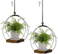 hismocal Hanging Planter for Indoor Plants,Plant Hanger with Sturdy Wood Base & Pot, Modern Boho Macrame Plant Hanger,Wall Ceiling Window Stands(2 Pack+Pots) by hismocal
