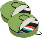 30 Inch Round Storage Bag 2 Pack,Watercolor Green Waterproof Wreath Storage Container with Handles&Zipper Solid Color Closet Organizer Bags Garland Box - Image 2
