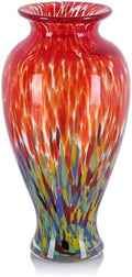 Red Green Hand Blown Glass Vase 11.8" Tall Beautiful Designer Flower Vase by LCCCK