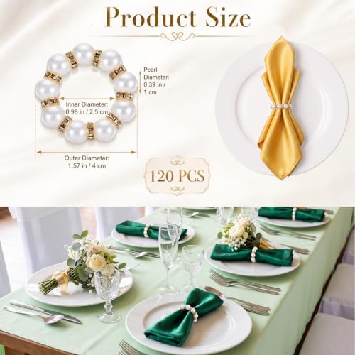 120 Pcs Gold Pearl Napkin Rings Bulk Imitation Pearl Ring Napkin Holder - Image 3