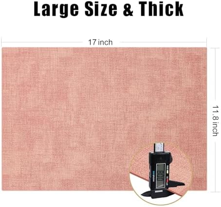 Homaxy PU Faux Leather Placemats for Dining Table, Set of 6, Pink - Image 4