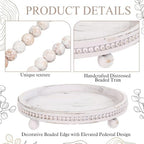 Mumufy 12" Round Decorative Tray with 58" Bead Garland, Rustic White - Image 3