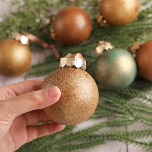 24 Pcs Neutral Christmas Ornament 2.36'' Textured Tree Decor,Aged - Image 5