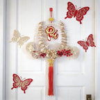 KYMY Vietnamese New Year Hanging Ornament – 2026 Year of The Horse Tết Wreath Pendant with Tết Symbol, 27.5 Inch Gold Leaf Red Berry Lunar New Year Decoration for Wall Door Window - Image 4