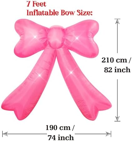 Mother's Day,Birthday,Valentine's Day,Wedding Inflatables Pink Bow Lighted Yard Lawn Inflatable Decoration with Built-in Fan and Ropes Holiday Party Decor, Valentine‘s Day Decor (7FT-Pink Bow) - Image 4