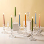 10 Pcs Clear Glass Taper Candle Holders Bulk Versatile Clear Glass Candlestick Holder Set of 10 Glass Candle Holder Candle Sticks Holder Decor for Holidays, Wedding, Birthday & Home Table Accents by Unknown