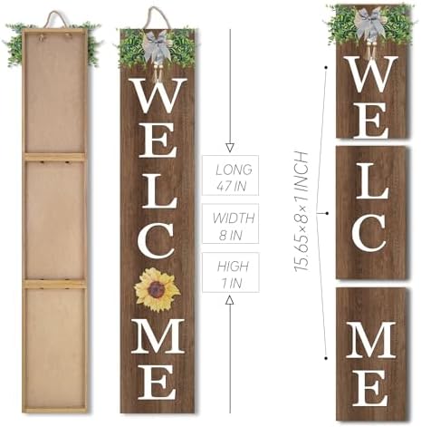Interchangeable Welcome Sign for Front Porch Standing 47"X8" Wood - Image 3