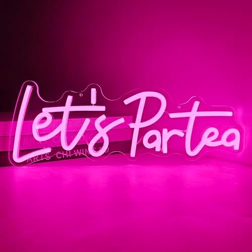 Lets Partea Neon Signs for Wall Decor Light Up Sign Lets Partea Neon Light Sign for Tea Party Decorations Dimmable Tea Led Signs for Bedroom Wall Tea Room Princess Tea Party Decorations Gift - Image 7