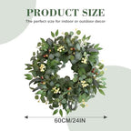 22-24" Eucalyptus Wreaths for Front Door,Spring Summer Fall Autumn Winter Wreaths,Large Eucalyptus Greenery Wreath with Olive Leaves Berries for Front Door Outdoor Farmhouse Decor All Seasons - Image 4