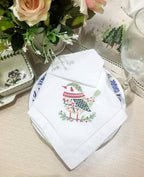 Embroidered Cloth Napkin Bird Christmas Cotton Napkins Set of 6, 20 x 20 Hemstitch Table Napkins, Machine Washable, for Daily & Holiday Dining, Great Gift Ideas - Image 2
