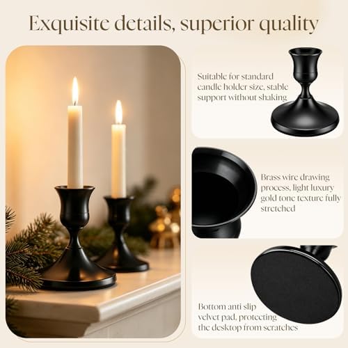 48 Pack Brass Black Taper Candle Holders Set - Vintage Black Candle Holder - Image 3