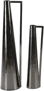 Deco 79 Metal Decorative Vase Centerpiece Vases with Handles, Set of 2 Flower Vases for Home Decoration 17", 22"H, Dark Gray by Unknown