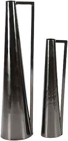 Deco 79 Metal Decorative Vase Centerpiece Vases with Handles, Set of 2 Flower Vases for Home Decoration 17", 22"H, Dark Gray by Unknown
