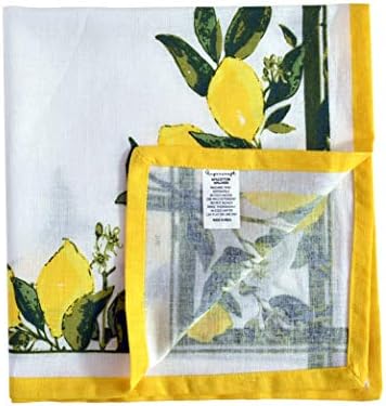 FINGERCRAFT Cloth Napkins Set of 12 Cotton Linen, 20x20 Inch, Lemon Print - Image 4