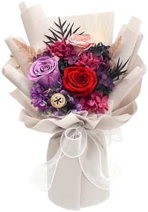 QOEAZY Flowers for Delivery, Preserved Flowers Bouquet with Gift Box, Rose Gifts for Women Mom Grandma by QOEAZY