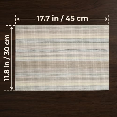 Textile Placemats Set of 6 - Heat Resistant Non-Slip Wipeable Place Mats for Party/Indoor/Outdoor Kitchen Dining Table, Washable Durable Woven Table Mats（Beige, 6） - Image 2