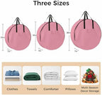 24 Inch Round Storage Bag 2 Pack,Minimalist Solid Pure Pink Waterproof Wreath Storage Container with Handles&Zipper Unadorned Single Color Art Closet Organizer Bags Garland Box - Image 7