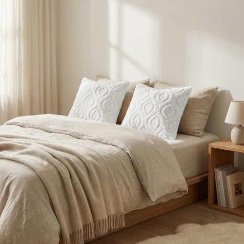 decorUhome Faux Fur Plush Soft White Throw Pillow Covers 26x26 Set of 2 - Image 5