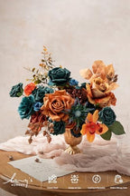 Ling's moment Artificial Wedding Fall Flowers Deluxe Combo, Teal & Orange - Image 2