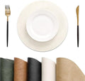 MOSAYT Vinyl Faux Leather Round Placemats Set of 8, 13 Inch, Beige by MOSAYT