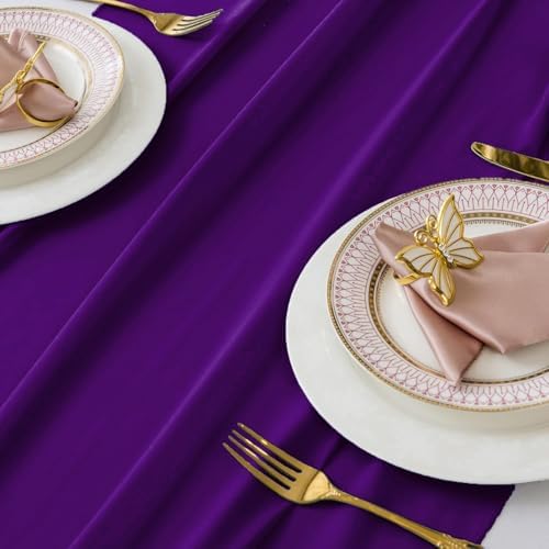 MDS Pack of 25 | Purple | 14ft Chiffon Table Runner 29x170 Inches Long Romantic Rustic Sheer Gauze Runner for Wedding Bridal Shower Birthday Banquets Engagement Spring Easter Boho Decorations - Image 4
