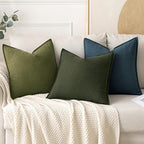 MIULEE Decorative Linen Euro Sham Pillow Covers 24x24 Inch Green - Image 4